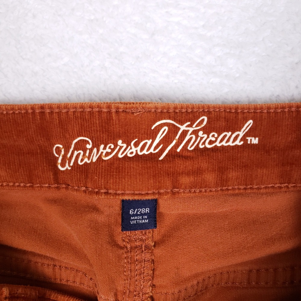 Universal Thread Corduroy Pants Womens 6 28R Skinny Button Fly Rust Orange Fall - Picture 7 of 11